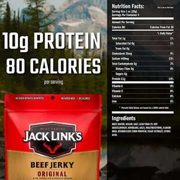 Jack Link's Beef Jerky, Original, Large Jerky Bags – Flavorful Meat Snacks, Ready to Eat Protein Snacks with 10g of Protein, Made with 100% Beef, Keto, Paleo & Carnivore Diet Ready – 9 Oz. (Pack of 2)