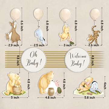 18 Pcs Classic Winnie Centerpieces for Baby Shower Decorations Winnie Table Toppers On Sticks Cutout...