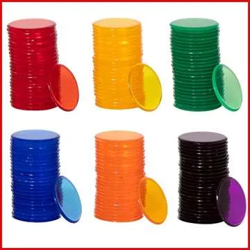 edxeducation Transparent Counters - Set of 500 - Counters for Kids Math - Assorted Colors - 3/4 in - Counting, Sorting, Light Panels, Bingo and more