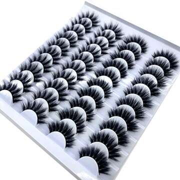 HBZGTLAD 20 pairs 3D Mink Lashes Natural False Eyelashes Dramatic Volume Fake Lashes Makeup Eyelash Extension Silk Eyelashes (007)