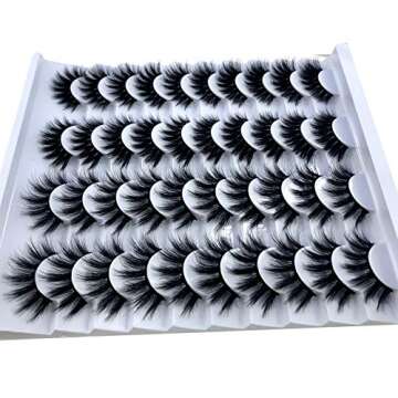 HBZGTLAD 20 pairs 3D Mink Lashes Natural False Eyelashes Dramatic Volume Fake Lashes Makeup Eyelash Extension Silk Eyelashes (007)