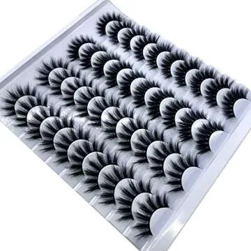 HBZGTLAD 20 pairs 3D Mink Lashes Natural False Eyelashes Dramatic Volume Fake Lashes Makeup Eyelash Extension Silk Eyelashes (007)