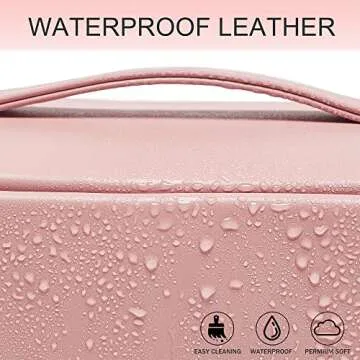 YOMOSPACE Large Capacity Travel Cosmetic Bag, Makeup Organizer Bag, Multifunctional Storage Makeup Bag Waterproof PU Leather Travel Toiletry Bag for Women (Pink)