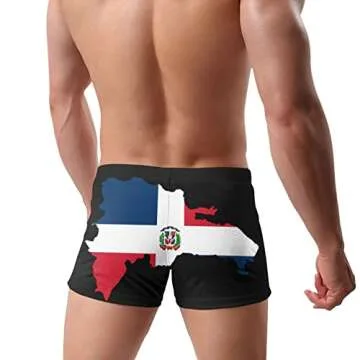 SEAEAGLE Dominican Republic Map Flag Men's Boxer Swimwear Shorts Fashion Swim Briefs Trunks Swimsuit Pants Beach Shorts Black