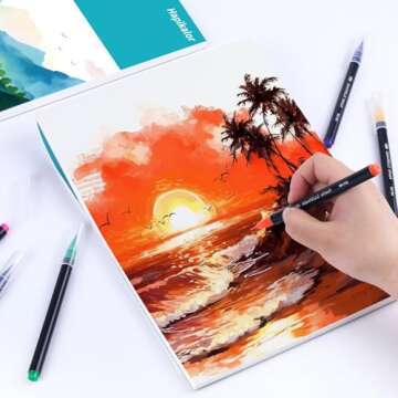 Hapikalor Watercolor Paper Pad, 9"x12" Water Color Paper, 140lb/300gsm Artist Painting Drawing Paper Book, Art Supplies for Adults Kids, Watercolors, Watercolor Paint Set, Sketchbook, Journal, Teal