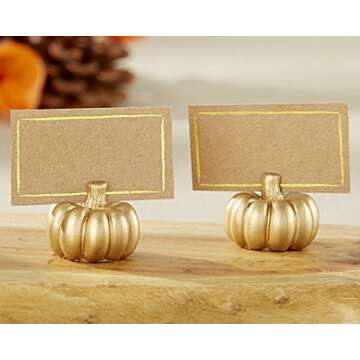 24 Gold Pumpkin Place Card Holder
