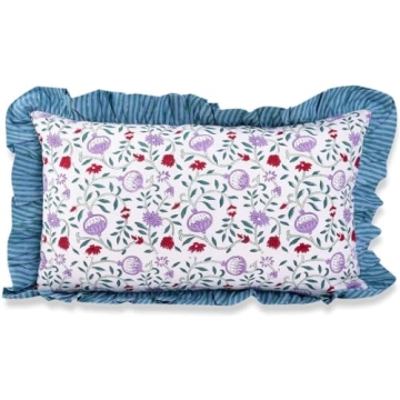 FURBISH Loews Lumbar Pillow Cover - Handmade Throw Pillow Cover, Colorful Block Print Design & Strip...