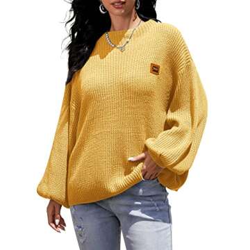 ZAFUL Women Crewneck Sweater Casual Long Sleeve Loose Knit Pullover Tops