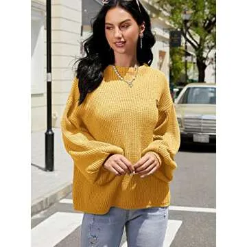 ZAFUL Women Crewneck Sweater - Trendy and Vintage Knit Top