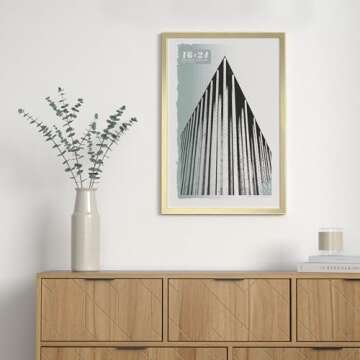 MCS Foundation 16x24 Poster Frame Traditional Brass, Vertical & Horizontal Wall Hanging Large Pictur...