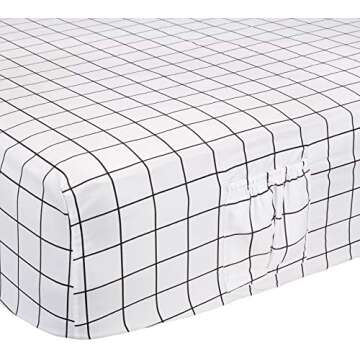 Amazon Basics Soft Microfiber 4-Piece Bed Sheet Set with Elastic Side Pockets, Full, Black Grid, Geometric