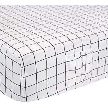 Amazon Basics Soft Microfiber 4-Piece Bed Sheet Set with Elastic Side Pockets, Full, Black Grid, Geometric