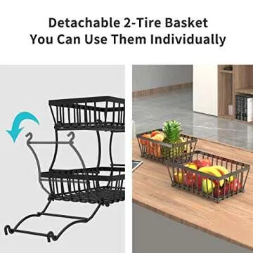Apsan 2 Tier Fruit Basket for Organized Kitchen Storage