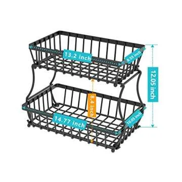 Apsan 2 Tier Fruit Basket for Organized Kitchen Storage