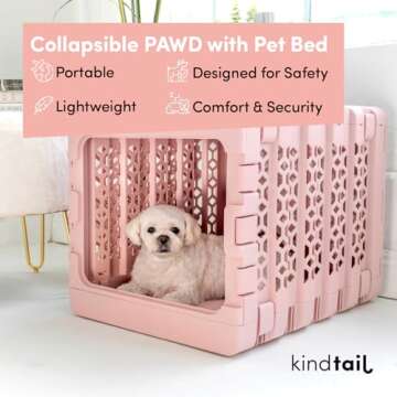 Kindtail Puppy Bundle - Collapsible Dog Crate + Pad + Pet Bowl Set - Comfortable PAWD Pad and Portab...