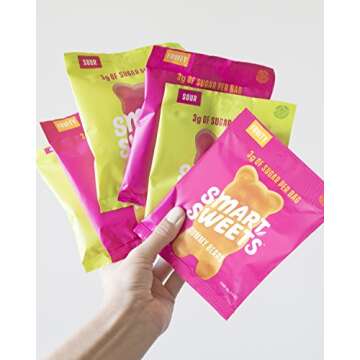 SmartSweets Sour Gummy Bears, Candy with Low Sugar (4g), Low Calorie, Free From Sugar Alcohols, No Artificial Colors or Sweeteners, (Pack of 12)
