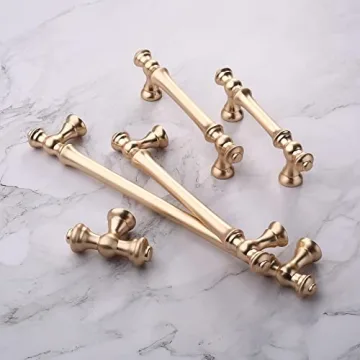 Elegant Asidrama Brushed Brass Cabinet Handles - 10 Pack