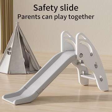 Toddler Slide Large Play Climber Slide PlaySet with Extra Long Slipping Slope Indoor Slide Kids Slide Toddler Playground Toddler Slide Outdoor Toys for Toddlers (White)
