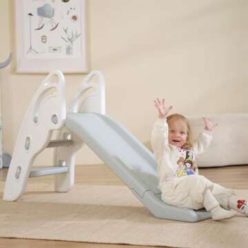 Toddler Slide Large Play Climber Slide PlaySet with Extra Long Slipping Slope Indoor Slide Kids Slide Toddler Playground Toddler Slide Outdoor Toys for Toddlers (White)