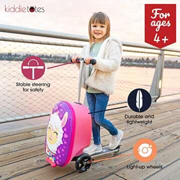 KIDDIETOTES 3D Hardshell Ride On Kids Scooter Suitcase - TSA Approved Carry On Scooter Luggage with ...