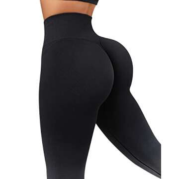 SUUKSESS Scrunch Butt Lifting Seamless Leggings for Women Booty High Waisted Workout Yoga Pants (Ombre Black, L)
