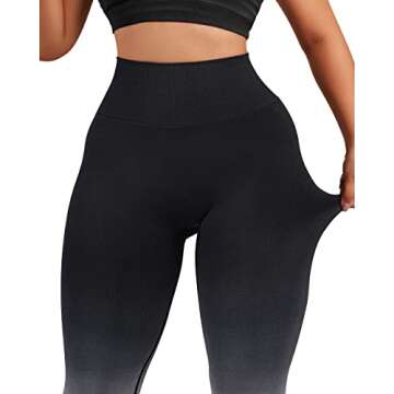 SUUKSESS Scrunch Butt Lifting Seamless Leggings for Women Booty High Waisted Workout Yoga Pants (Ombre Black, L)