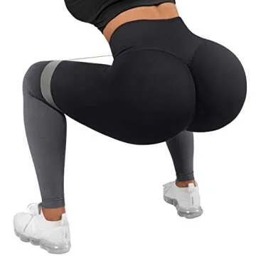 SUUKSESS Scrunch Butt Lifting Seamless Leggings for Women Booty High Waisted Workout Yoga Pants (Ombre Black, L)