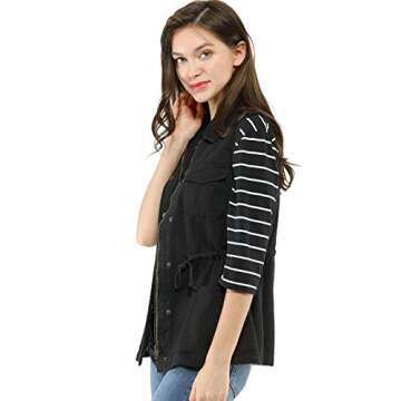 Allegra K Women's Zip Up Sleeveless Jacket Utility Anorak Outwear Cargo Vest