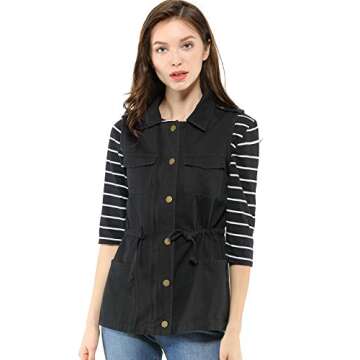 Allegra K Women's Zip Up Sleeveless Jacket Utility Anorak Outwear Cargo Vest