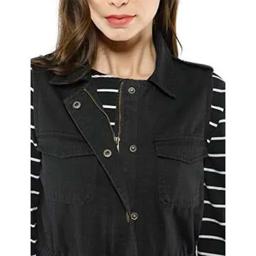 Allegra K Women's Zip Up Sleeveless Jacket Utility Anorak Outwear Cargo Vest