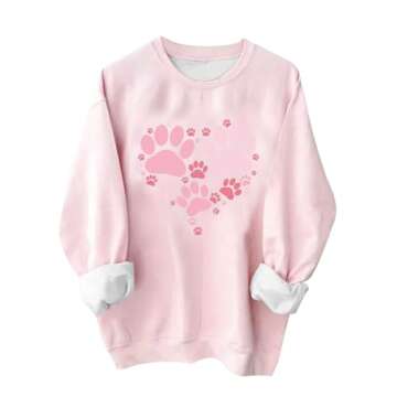Women Pink Christmas Sweatshirts for Women Novelty Funny Santa Xmas Tree Graphic Pullover Tops Loose Casual Fleece Shirts items Pink S