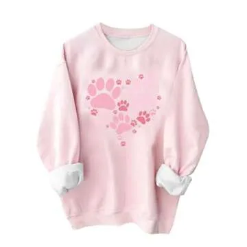 Women Pink Christmas Sweatshirts for Women Novelty Funny Santa Xmas Tree Graphic Pullover Tops Loose Casual Fleece Shirts items Pink S