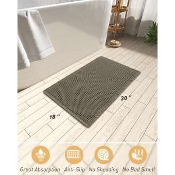 AMOAMI Upgraded Waffle Bath Mat, Super Absorbent Non Slip Bath Mats for Bathroom Floor, Machine Wash...