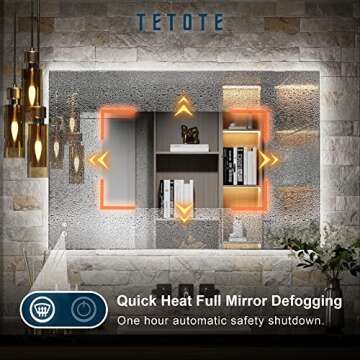 TETOTE 24 x 36 Inch LED Mirror Backlit Bathroom,Anti-Fog Mirror with Light,Dimmable,CRI90+,IP54 Water Proof,Wall Mounted Vanity Lighted Mirror,Horizontal/Vertical