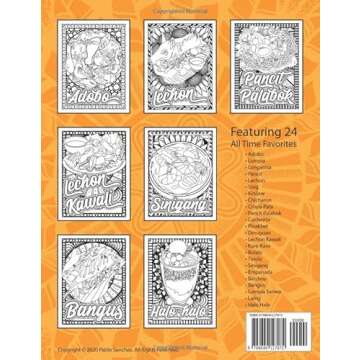 Filipino Food Coloring Book: A Fun Philippine Cuisine Activity Coloring Book with 24 Beautifully Ill...