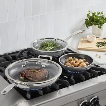 Cuisinart FusionPlus Nonstick Stainless Steel Cookware Set - 5-Piece Skillet Set, Scratch Resistant ...