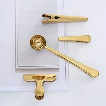 Chip Bag Clips,8 Pack Large Golden Stainless Steel Air Tight Bag Clip Perfect for Kitchen &Office (8 pack)