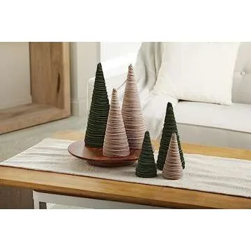 Emerald Velvet Cones Set of 3, Modern Decor, Deep Green, Christmas Entryway, Rustic Winter Home, Minimalist, Tree Figurines (Emerald)