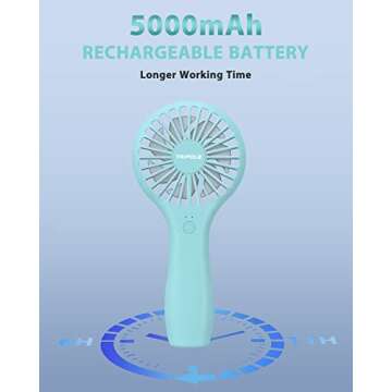 TriPole Handheld Fan Mini Fan Portable 5000 mAh Battery Operated Small Personal Fan with Powerful Wi...