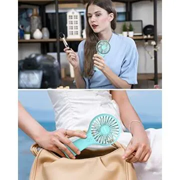 TriPole Handheld Fan Mini Fan Portable 5000 mAh Battery Operated Small Personal Fan with Powerful Wind USB Rechargeable Eyelash Fan for Makeup Girls Kids Women Summer Wedding Outdoor Travel, Blue
