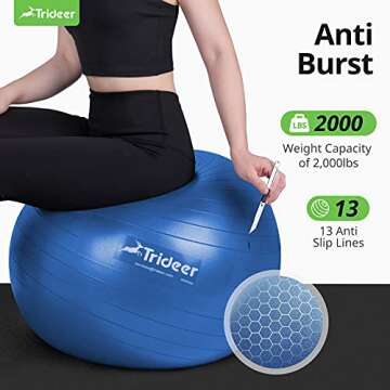 Trideer Exercise Ball, Nature Themed Yoga Ball, Easily Inflated Ball Chair, for Workout, Stability, Balance, Physical Therapy & Pregnancy, Quick Pump Included (Ocean Blue, S(38-45cm))