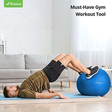 Trideer Exercise Ball, Nature Themed Yoga Ball, Easily Inflated Ball Chair, for Workout, Stability, Balance, Physical Therapy & Pregnancy, Quick Pump Included (Ocean Blue, S(38-45cm))