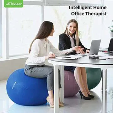 Trideer Exercise Ball, Nature Themed Yoga Ball, Easily Inflated Ball Chair, for Workout, Stability, Balance, Physical Therapy & Pregnancy, Quick Pump Included (Ocean Blue, S(38-45cm))