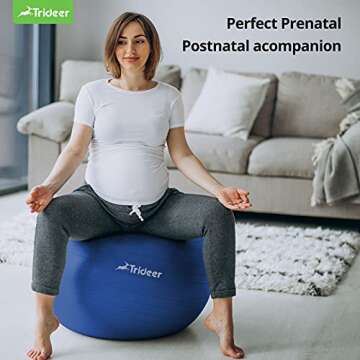 Trideer Exercise Ball, Nature Themed Yoga Ball, Easily Inflated Ball Chair, for Workout, Stability, Balance, Physical Therapy & Pregnancy, Quick Pump Included (Ocean Blue, S(38-45cm))