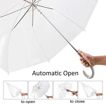 Liberty Imports Large Clear Umbrella, Rain Windproof Transparent Auto Open Long Stick Umbrella for Photo Prop Travel Outdoor Events