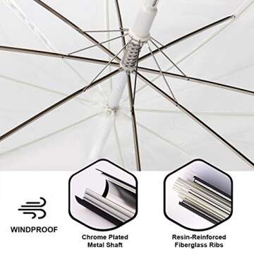 Liberty Imports Large Clear Umbrella, Rain Windproof Transparent Auto Open Long Stick Umbrella for Photo Prop Travel Outdoor Events