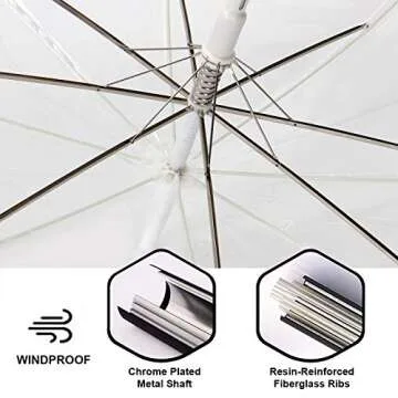 Liberty Imports Large Clear Umbrella, Rain Windproof Transparent Auto Open Long Stick Umbrella for Photo Prop Travel Outdoor Events