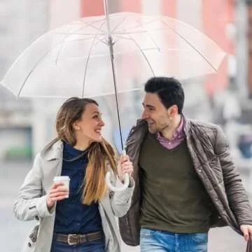 Liberty Imports Large Clear Umbrella, Rain Windproof Transparent Auto Open Long Stick Umbrella for Photo Prop Travel Outdoor Events