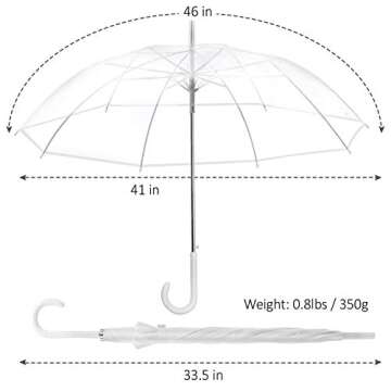 Liberty Imports Large Clear Umbrella, Rain Windproof Transparent Auto Open Long Stick Umbrella for Photo Prop Travel Outdoor Events