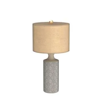 PoKat 24.75" Modern Contemporary Ceramic End Table Lamps Set of 2 for Living/Study Room Desk Décor,Bedside,Nightstand Lamps for Bedroom Office Farmhouse,White